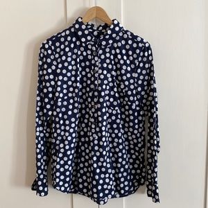J Crew Cotton Pull Over Polka Dot Blouse